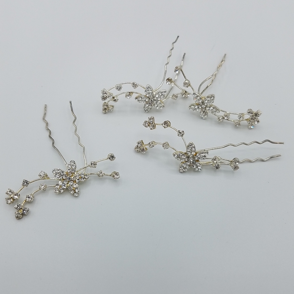 Set of 4 Rhinestone Hair Pins